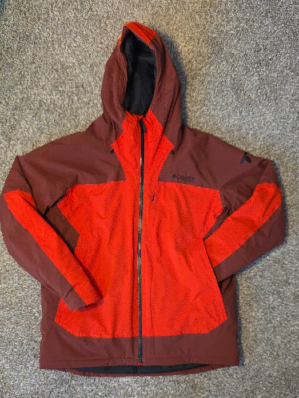 Columbia Men's Two-Tone Red/Burgundy Hooded Winter Coat